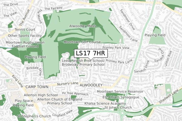 LS17 7HR map - small scale - OS Open Zoomstack (Ordnance Survey)