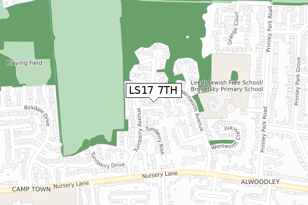 LS17 7TH map - large scale - OS Open Zoomstack (Ordnance Survey)