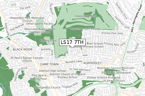 LS17 7TH map - small scale - OS Open Zoomstack (Ordnance Survey)