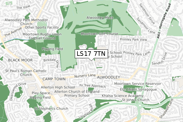 LS17 7TN map - small scale - OS Open Zoomstack (Ordnance Survey)