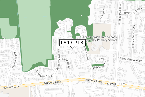 LS17 7TR map - large scale - OS Open Zoomstack (Ordnance Survey)