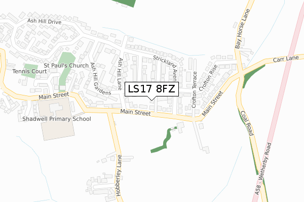 LS17 8FZ map - large scale - OS Open Zoomstack (Ordnance Survey)