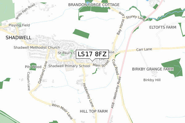 LS17 8FZ map - small scale - OS Open Zoomstack (Ordnance Survey)