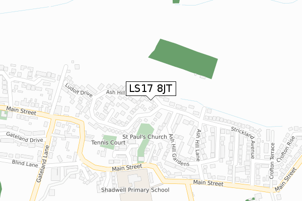 LS17 8JT map - large scale - OS Open Zoomstack (Ordnance Survey)