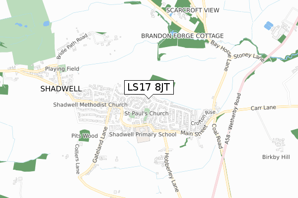 LS17 8JT map - small scale - OS Open Zoomstack (Ordnance Survey)