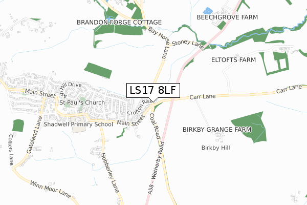 LS17 8LF map - small scale - OS Open Zoomstack (Ordnance Survey)