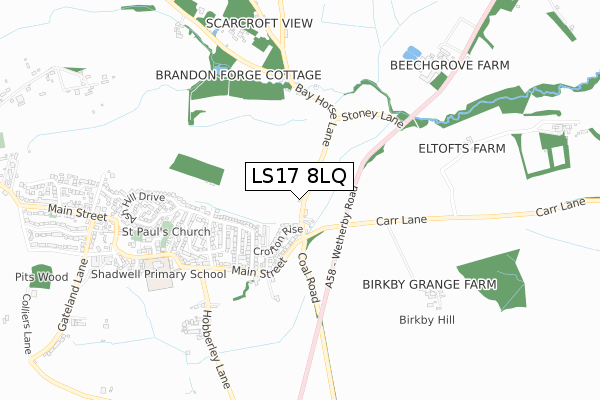 LS17 8LQ map - small scale - OS Open Zoomstack (Ordnance Survey)