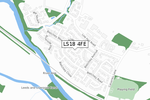 LS18 4FE map - large scale - OS Open Zoomstack (Ordnance Survey)