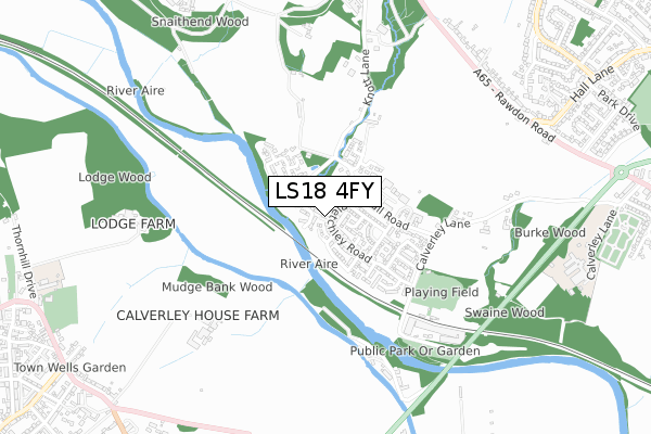 LS18 4FY map - small scale - OS Open Zoomstack (Ordnance Survey)