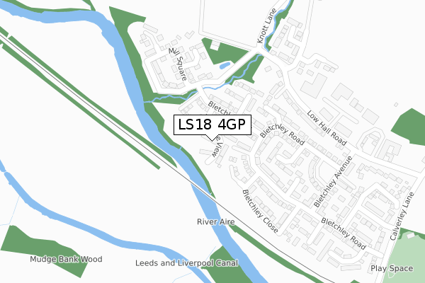 LS18 4GP map - large scale - OS Open Zoomstack (Ordnance Survey)