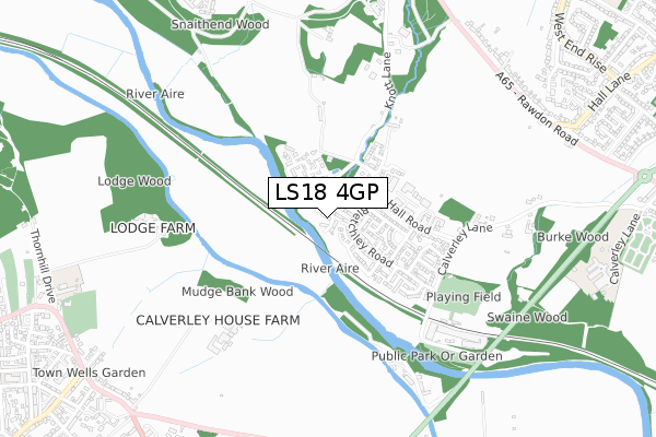 LS18 4GP map - small scale - OS Open Zoomstack (Ordnance Survey)