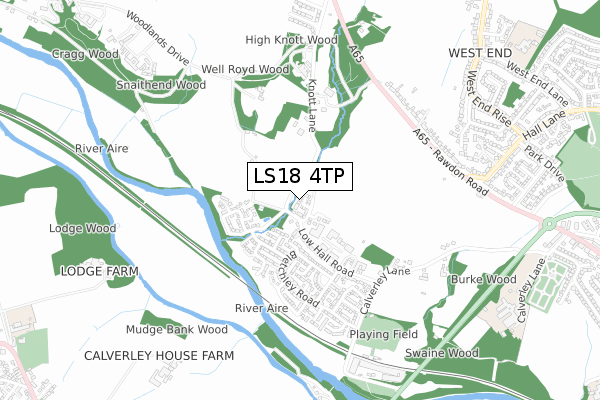 LS18 4TP map - small scale - OS Open Zoomstack (Ordnance Survey)