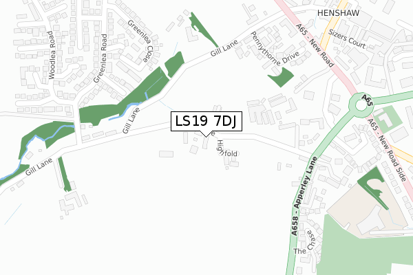 LS19 7DJ map - large scale - OS Open Zoomstack (Ordnance Survey)