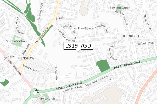 LS19 7GD map - large scale - OS Open Zoomstack (Ordnance Survey)