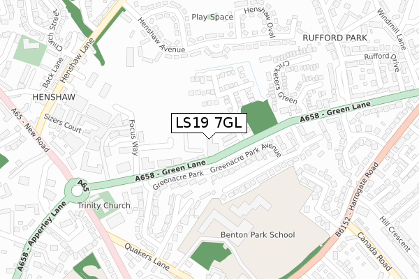LS19 7GL map - large scale - OS Open Zoomstack (Ordnance Survey)