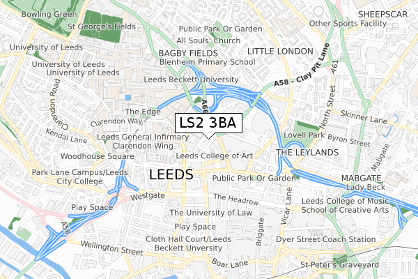 LS2 3BA map - small scale - OS Open Zoomstack (Ordnance Survey) LS2 3BA map - small scale - OS Open Zoomstack (Ordnance Survey)