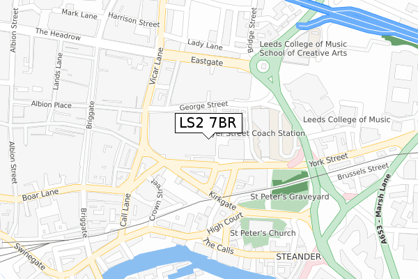 LS2 7BR map - large scale - OS Open Zoomstack (Ordnance Survey)