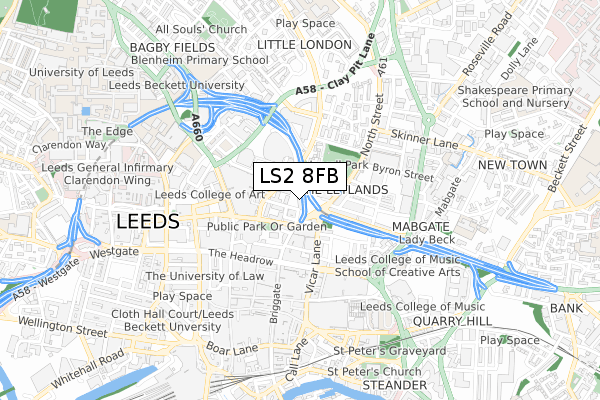 LS2 8FB map - small scale - OS Open Zoomstack (Ordnance Survey)