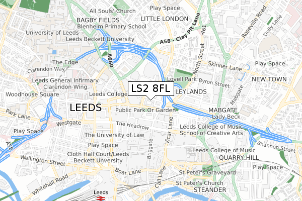 LS2 8FL map - small scale - OS Open Zoomstack (Ordnance Survey)