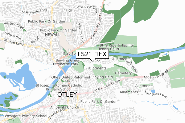 LS21 1FX map - small scale - OS Open Zoomstack (Ordnance Survey)