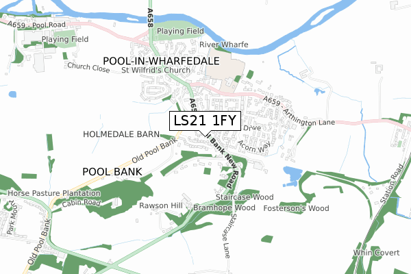 LS21 1FY map - small scale - OS Open Zoomstack (Ordnance Survey)