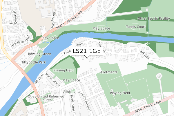 LS21 1GE map - large scale - OS Open Zoomstack (Ordnance Survey)