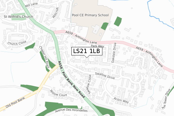 LS21 1LB map - large scale - OS Open Zoomstack (Ordnance Survey)