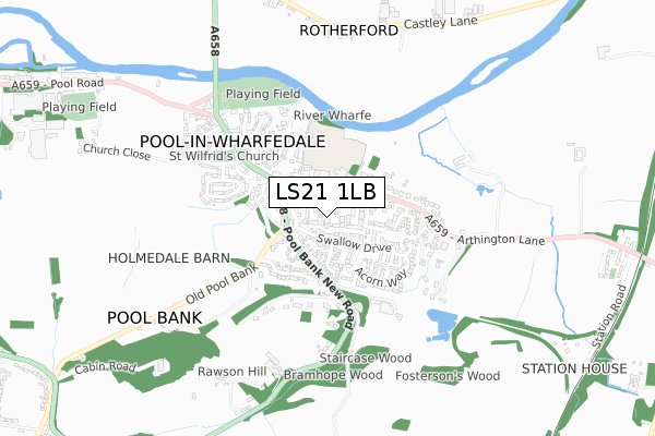 LS21 1LB map - small scale - OS Open Zoomstack (Ordnance Survey)