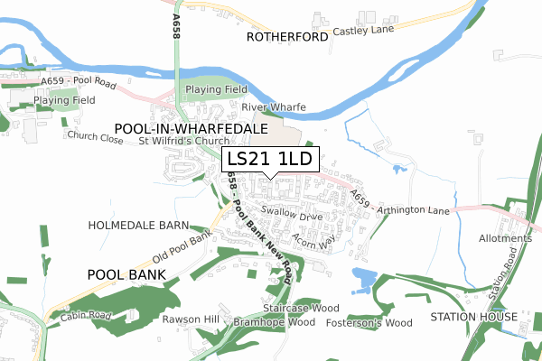 LS21 1LD map - small scale - OS Open Zoomstack (Ordnance Survey)