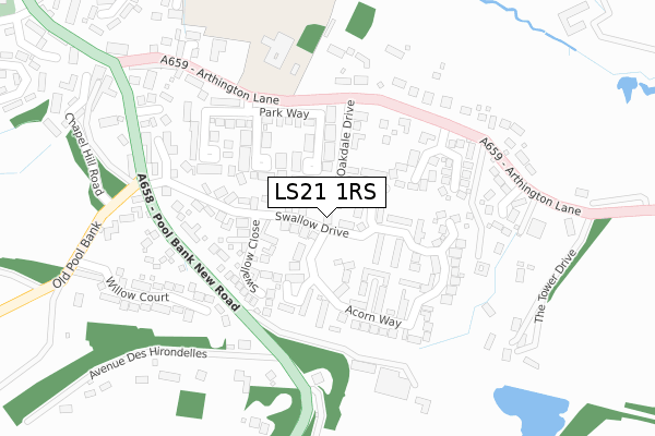 LS21 1RS map - large scale - OS Open Zoomstack (Ordnance Survey)