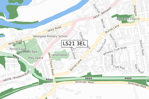 LS21 3EL map - large scale - OS Open Zoomstack (Ordnance Survey)