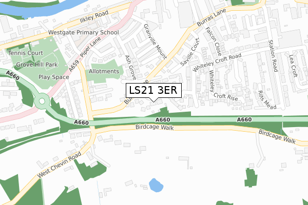 LS21 3ER map - large scale - OS Open Zoomstack (Ordnance Survey)