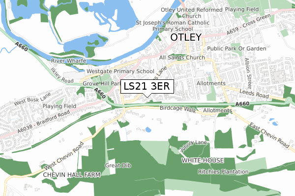 LS21 3ER map - small scale - OS Open Zoomstack (Ordnance Survey)