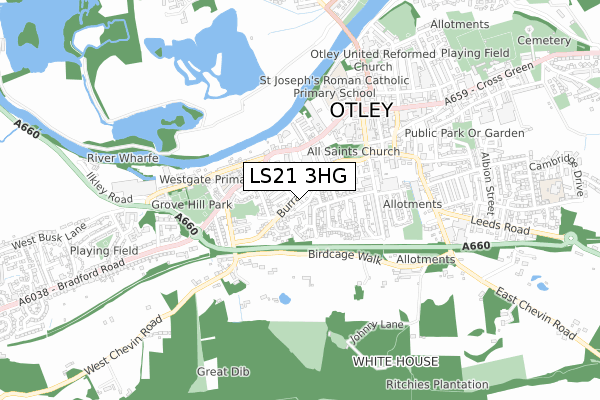LS21 3HG map - small scale - OS Open Zoomstack (Ordnance Survey)