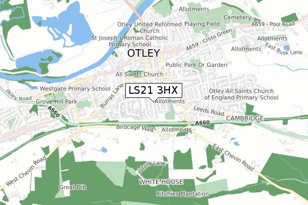LS21 3HX map - small scale - OS Open Zoomstack (Ordnance Survey)