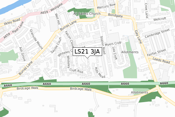 LS21 3JA map - large scale - OS Open Zoomstack (Ordnance Survey)