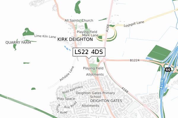 LS22 4DS map - small scale - OS Open Zoomstack (Ordnance Survey)