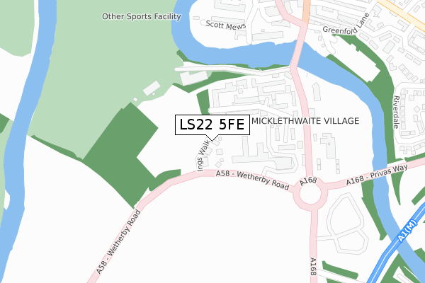 LS22 5FE map - large scale - OS Open Zoomstack (Ordnance Survey)