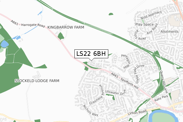 LS22 6BH map - small scale - OS Open Zoomstack (Ordnance Survey) LS22 6BH map - small scale - OS Open Zoomstack (Ordnance Survey)