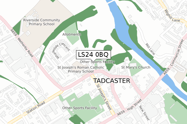 LS24 0BQ map - large scale - OS Open Zoomstack (Ordnance Survey)