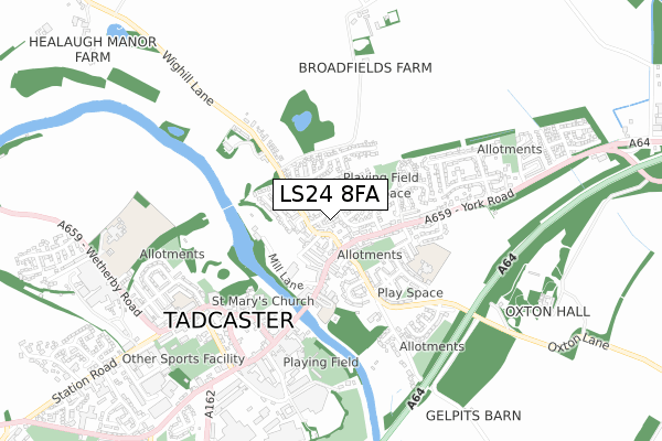 LS24 8FA map - small scale - OS Open Zoomstack (Ordnance Survey) LS24 8FA map - small scale - OS Open Zoomstack (Ordnance Survey)