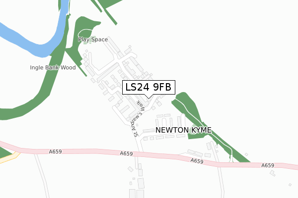 LS24 9FB map - large scale - OS Open Zoomstack (Ordnance Survey)