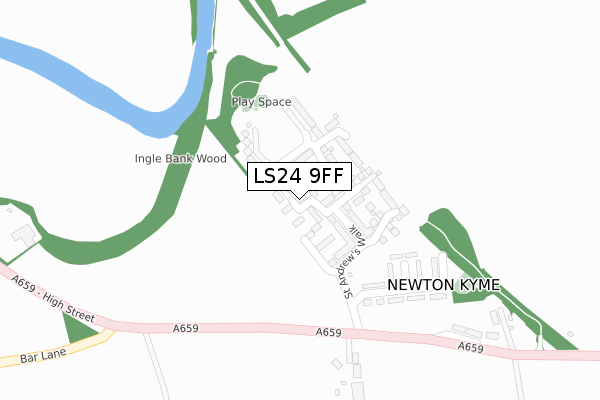 LS24 9FF map - large scale - OS Open Zoomstack (Ordnance Survey)