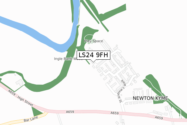 LS24 9FH map - large scale - OS Open Zoomstack (Ordnance Survey)