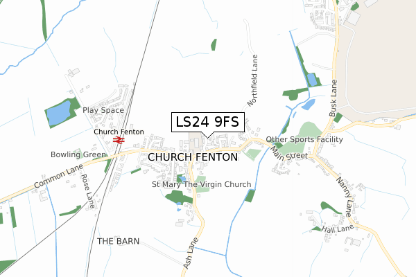 LS24 9FS map - small scale - OS Open Zoomstack (Ordnance Survey)