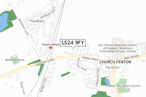 LS24 9FY map - large scale - OS Open Zoomstack (Ordnance Survey)