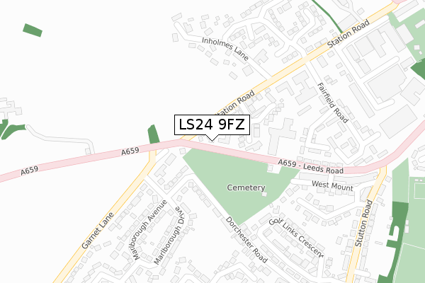 LS24 9FZ map - large scale - OS Open Zoomstack (Ordnance Survey)