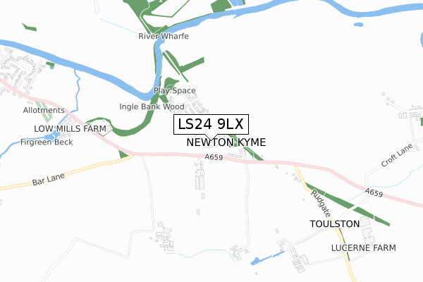 LS24 9LX map - small scale - OS Open Zoomstack (Ordnance Survey)