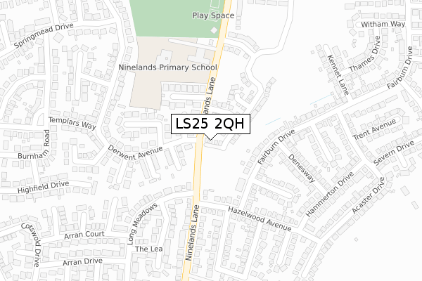 LS25 2QH map - large scale - OS Open Zoomstack (Ordnance Survey)