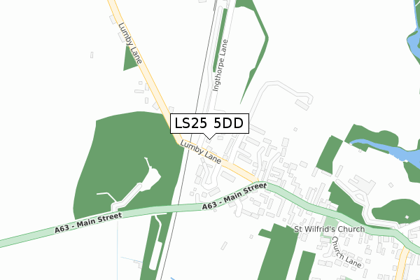 LS25 5DD map - large scale - OS Open Zoomstack (Ordnance Survey)